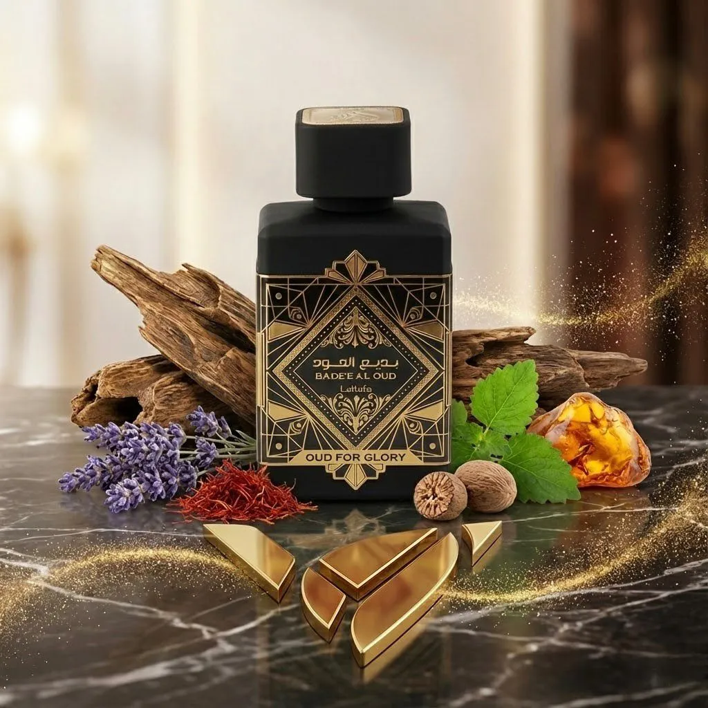 Perfume Lattafa Badee Al Oud Oud for Glory masculino disponible en Riobamba Ecuador