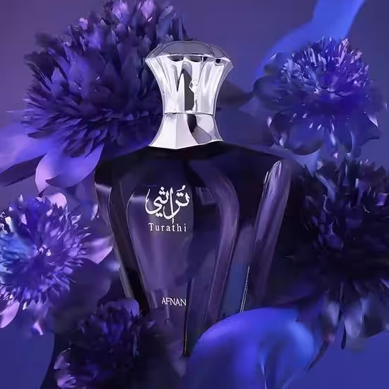 Presentación del perfume Afnan Turathi Blue para hombre en Luzents Riobamba