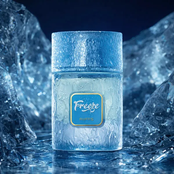 Caja y presentación oficial del perfume RiiFFS Freeze Riobamba Ecuador